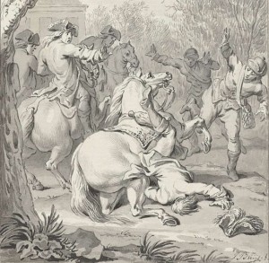 Dodelijke val van Willem III van zijn paard (detail) - Jacobus Buys (Rijksmuseum Amsterdam)